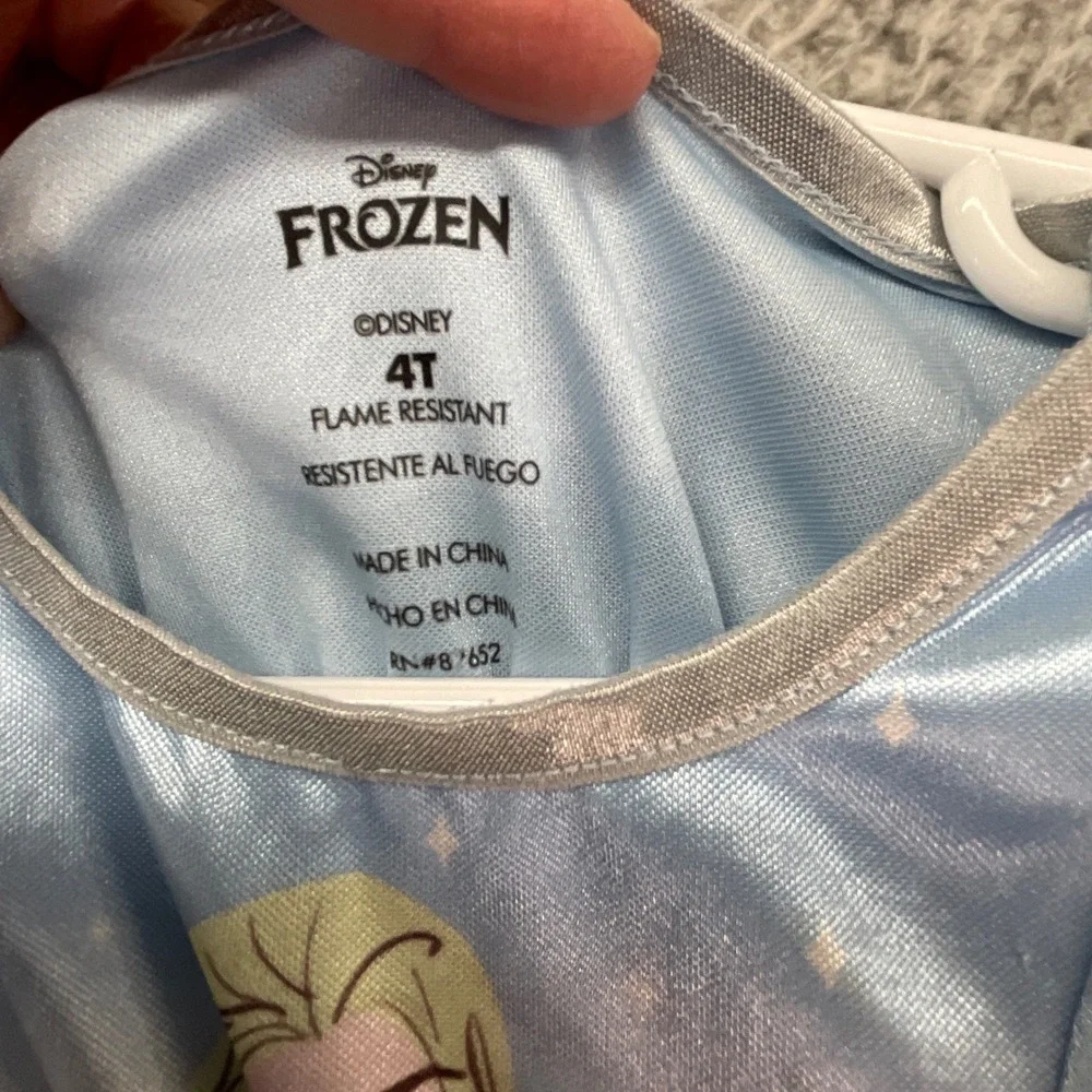 Disney Frozen Elsa Nightgown Kids 4T Blue Excellent Mesh Overlay Dress Up Gown